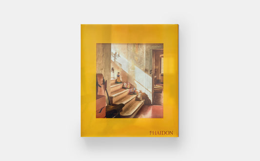 Yellow book cover with interior design image and 'Phaidon' branding on a white background