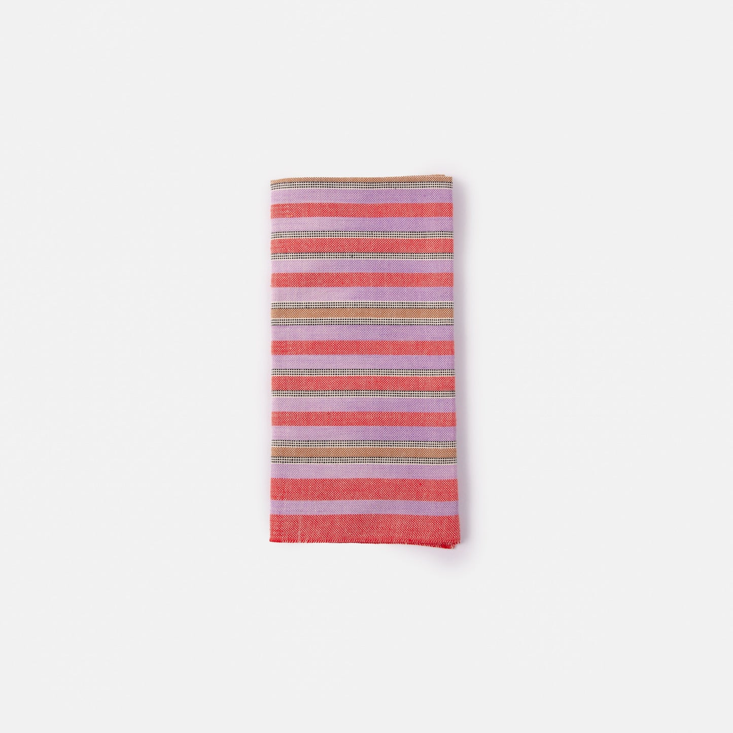 Striped fabric with pink, purple, and orange pattern on a white background