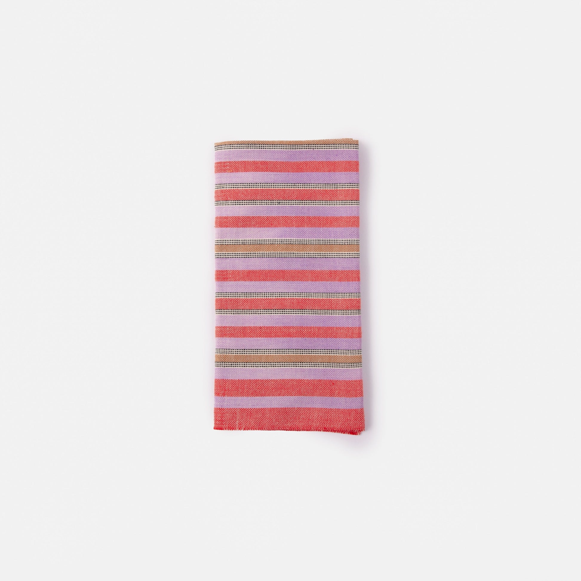 Striped fabric with pink, purple, and orange pattern on a white background