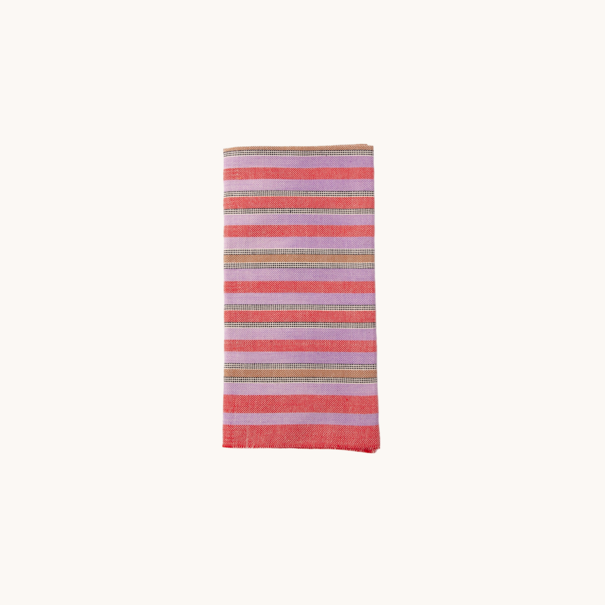 Striped fabric with pink and purple pattern on a white background