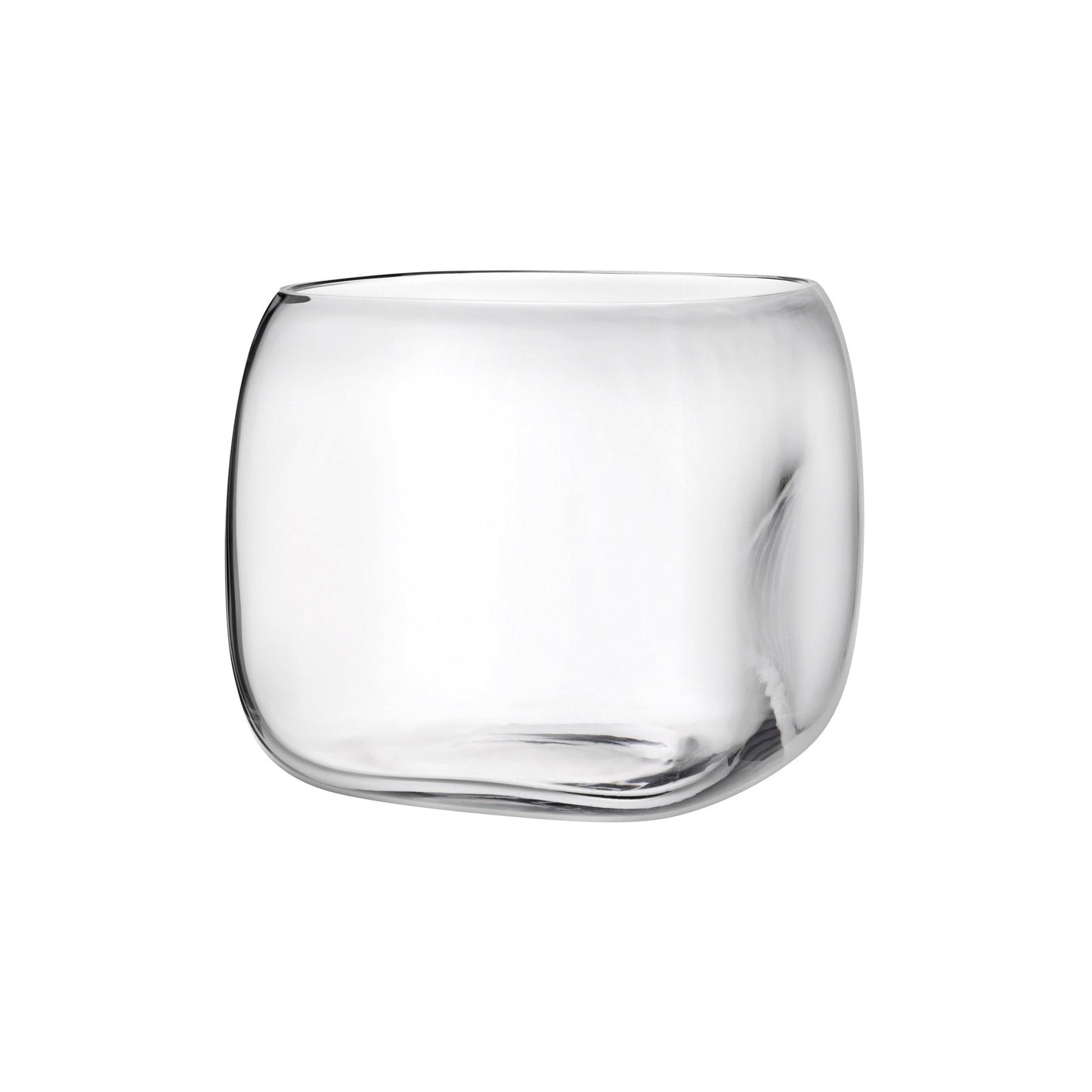 Clear glass vase on a white background