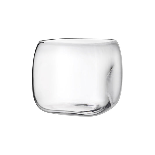 Clear glass vase on a white background