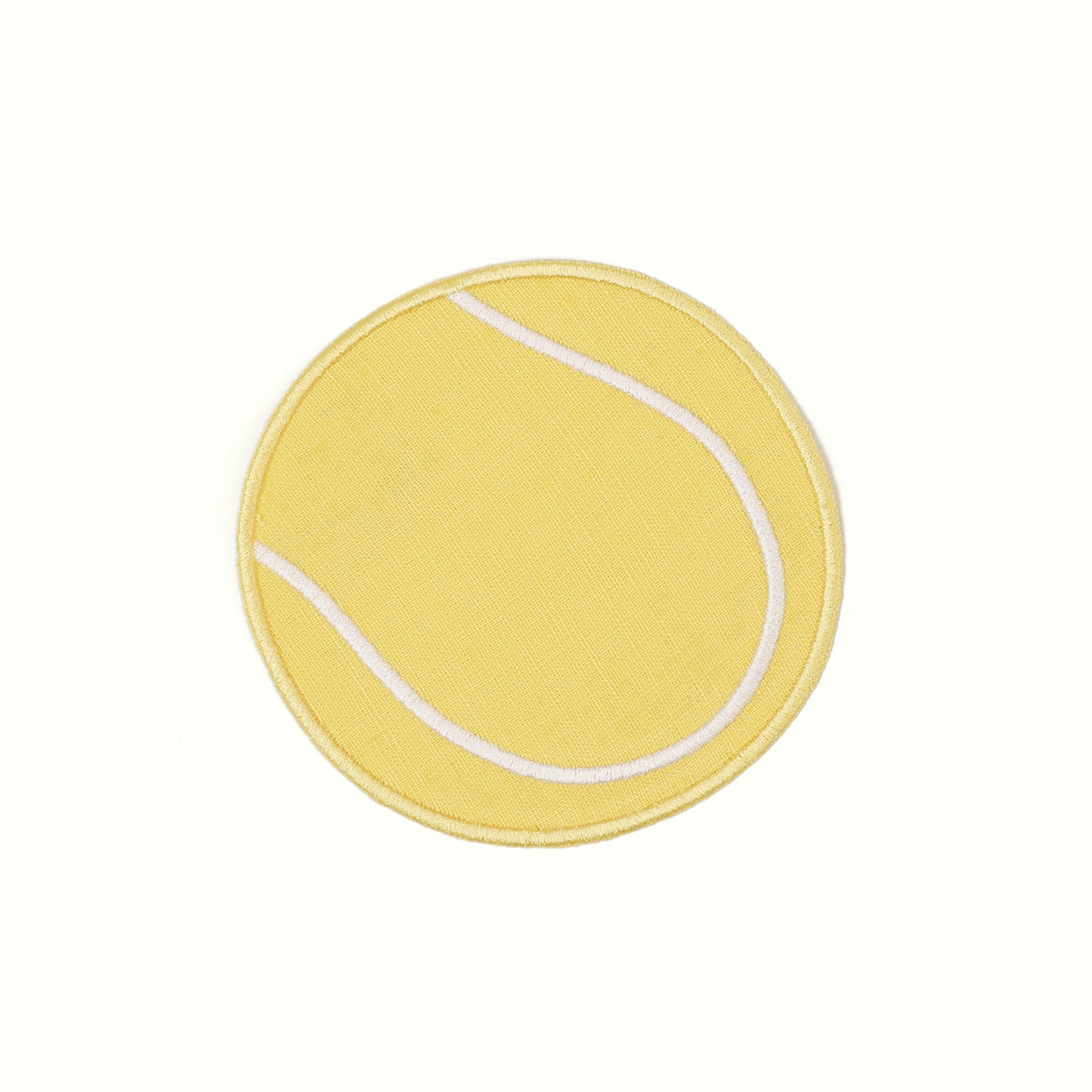 Yellow tennis ball-shaped toy on a white background