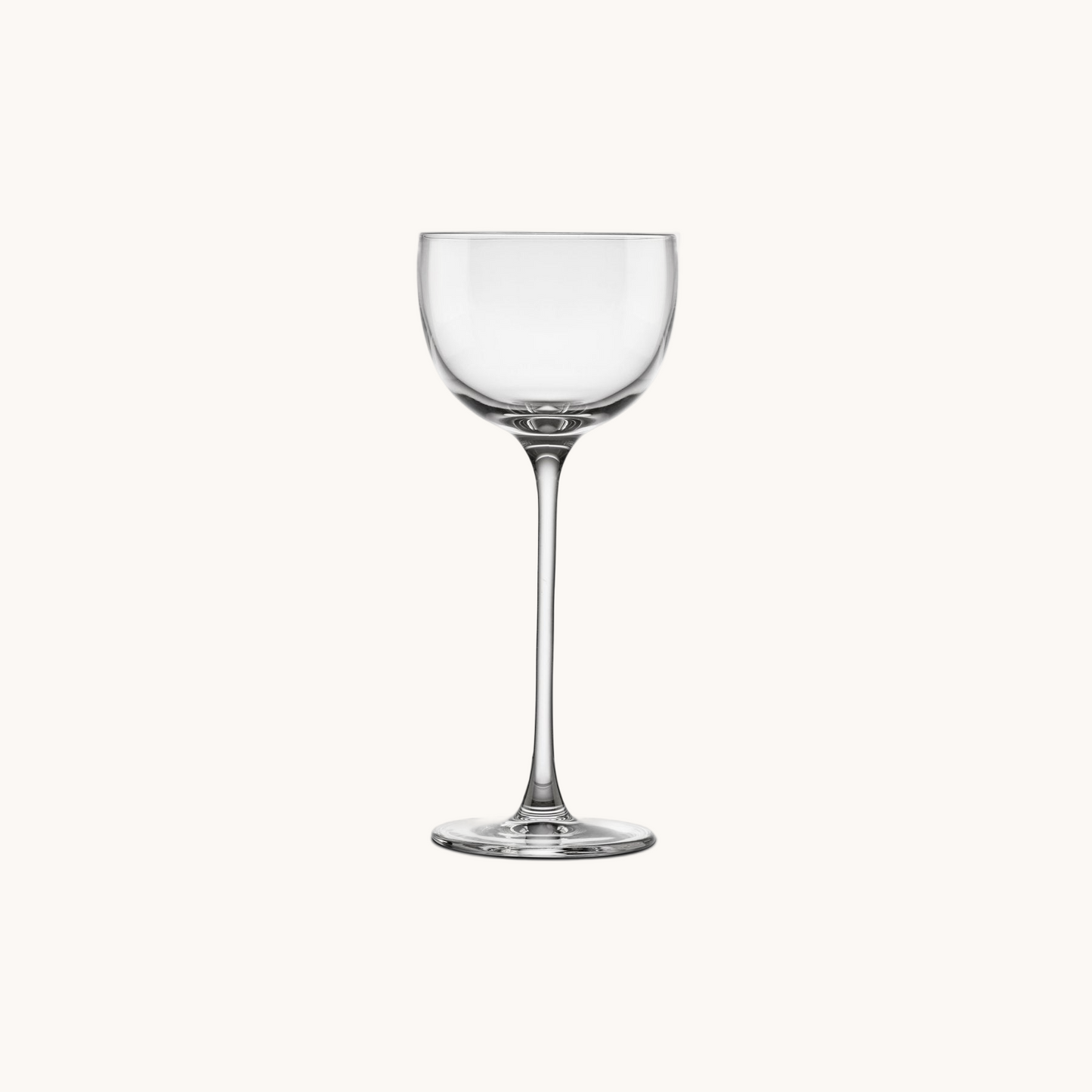 Clear wine glass on a white background