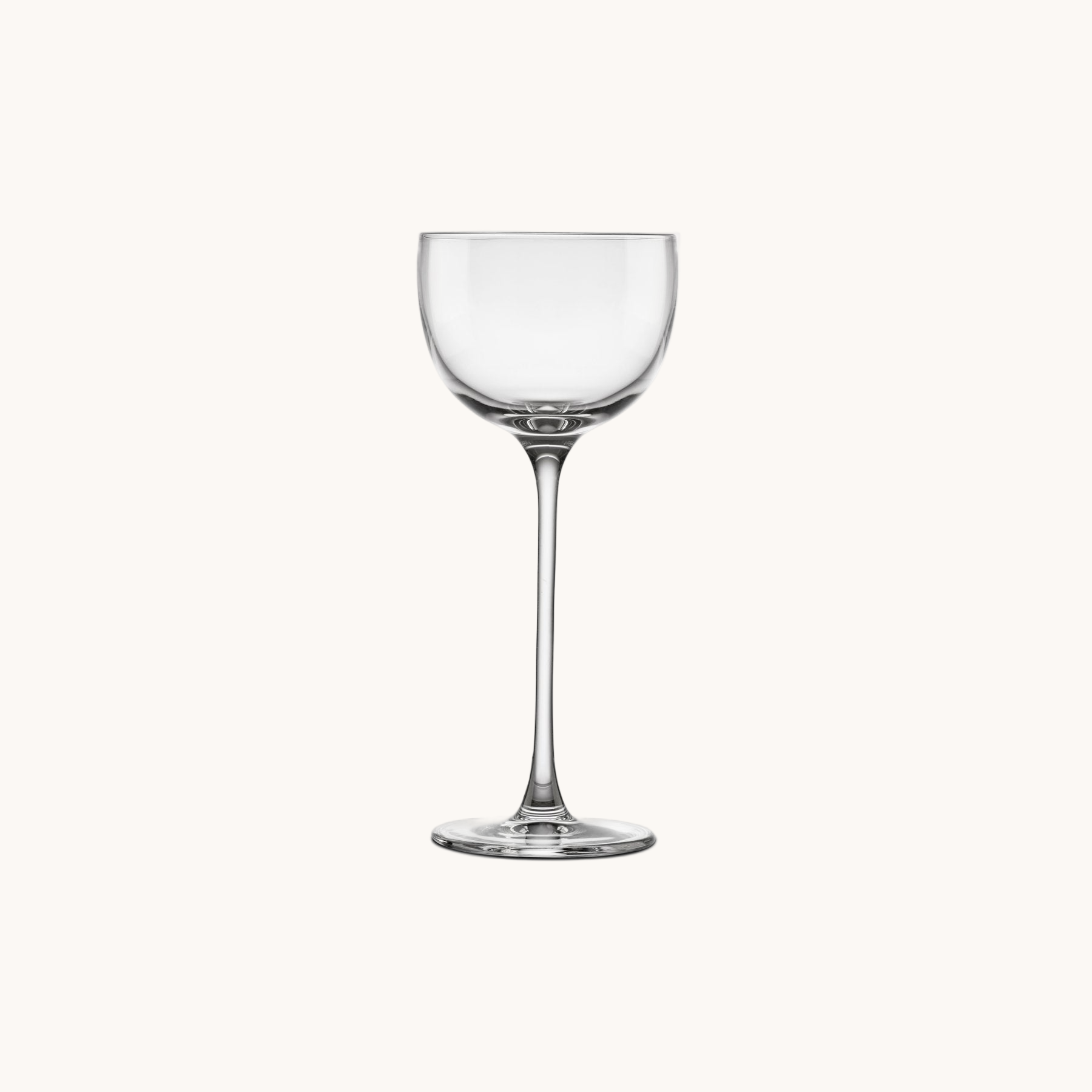 Clear wine glass on a white background
