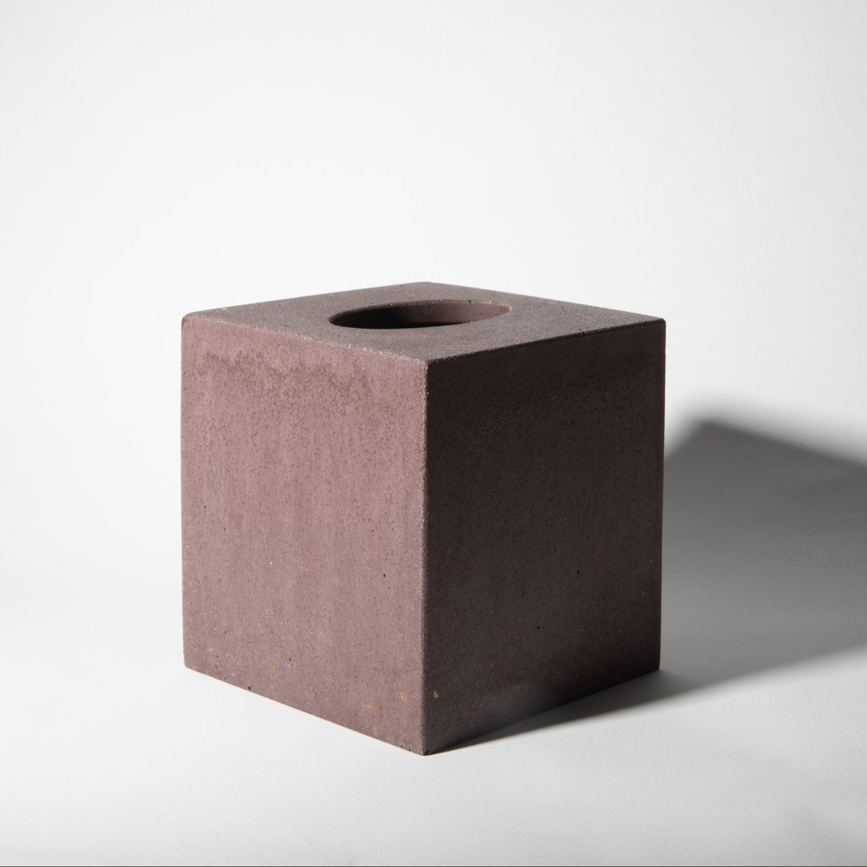 Square concrete planter on a white background