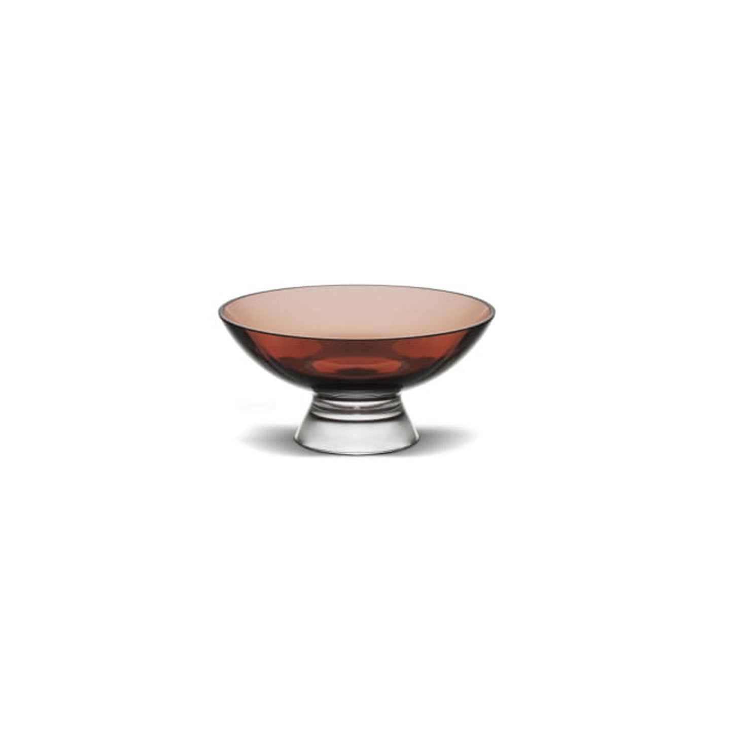 Glass bowl with a metallic base on a white background